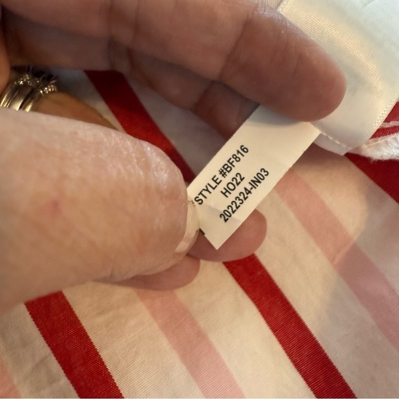 J Crew Lightweight Cotton Blend Button Front Long Sleeve Shirt Red White Stripes - Picture 9 of 11